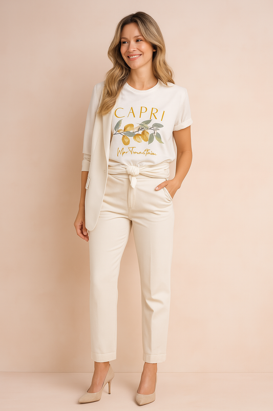 Lemon Print Loose Summer Blouse “Capri” – Bianca